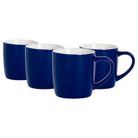 Argon Tableware - Coloured Coffee Mugs - 350ml - Pack of 4 - Navy