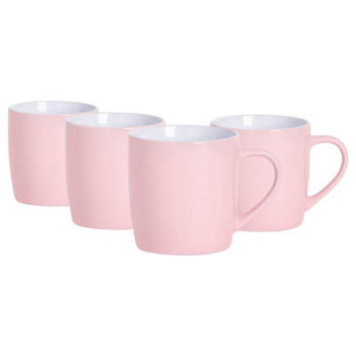 Argon Tableware - Coloured Coffee Mugs - 350ml - Pack of 4 - Pink