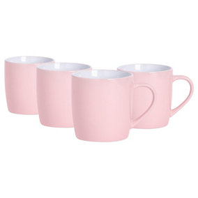 Argon Tableware - Coloured Coffee Mugs - 350ml - Pack of 4 - Pink