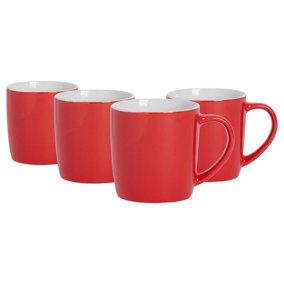 Argon Tableware - Coloured Coffee Mugs - 350ml - Pack of 4 - Red