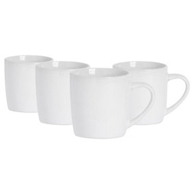 Argon Tableware - Coloured Coffee Mugs - 350ml - Pack of 4 - White