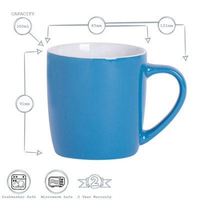 Argon Tableware - Coloured Coffee Mugs - 350ml - Pack of 6 - Blue
