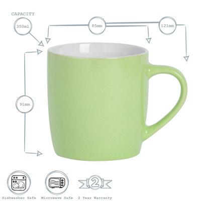 Argon Tableware - Coloured Coffee Mugs - 350ml - Pack of 6 - Green