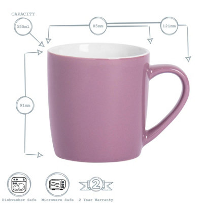 Argon Tableware - Coloured Coffee Mugs - 350ml - Pack of 6 - Purple