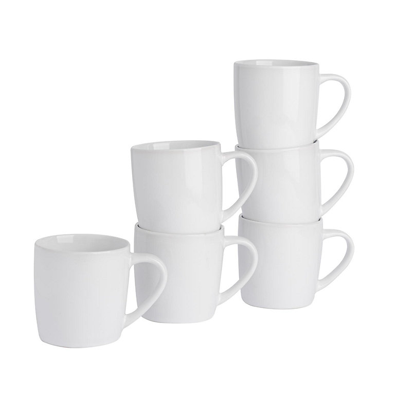 Argon Tableware - Coloured Coffee Mugs - 350ml - Pack of 6 - White ...