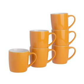 Argon Tableware - Coloured Coffee Mugs - 350ml - Pack of 6 - Yellow