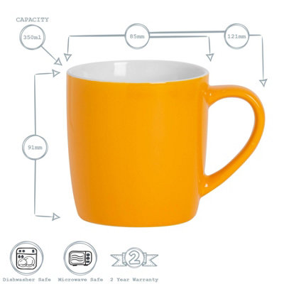 Argon Tableware - Coloured Coffee Mugs - 350ml - Pack of 6 - Yellow