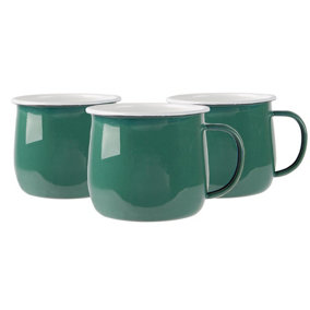 Argon Tableware - Coloured Enamel Belly Mugs - 375ml - Pack of 12 - Green