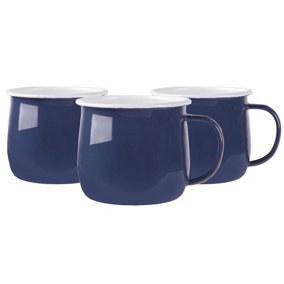 Argon Tableware - Coloured Enamel Belly Mugs - 375ml - Pack of 12 - Navy