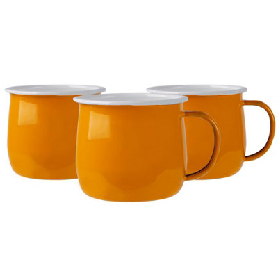 Argon Tableware - Coloured Enamel Belly Mugs - 375ml - Pack of 12 - Yellow