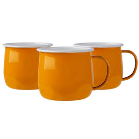 Argon Tableware - Coloured Enamel Belly Mugs - 375ml - Pack of 12 - Yellow