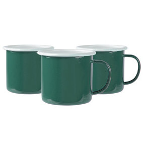 Argon Tableware - Coloured Enamel Mugs - 375ml - Pack of 12 - Green