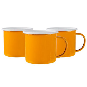 Argon Tableware - Coloured Enamel Mugs - 375ml - Pack of 12 - Yellow