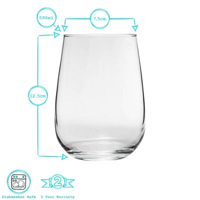 Argon Tableware - Corto Stemless Gin Glasses - 590ml - Pack of 6 - Clear