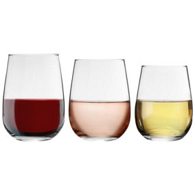 Argon Tableware - Corto Stemless Wine Glasses Set - 18pc - Clear