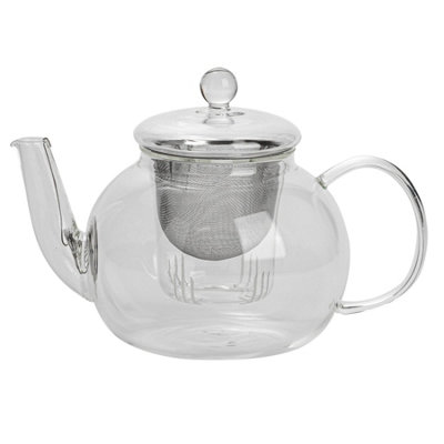 Argon Tableware - Deluxe Glass Infuser Teapot - 1.1 Litre - Clear