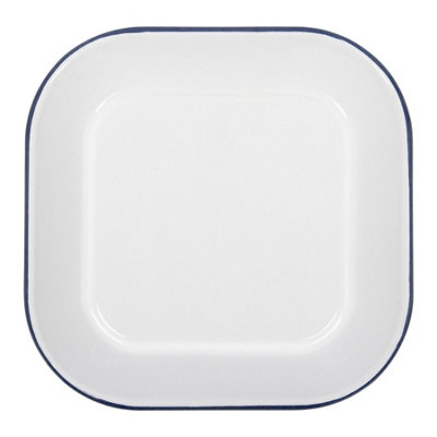 Argon Tableware Enamel Baking Tray - Blue Rim - Lightweight Metal ...