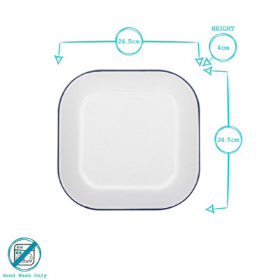 Argon Tableware Enamel Baking Tray Set - Blue Rim - 2pc Lightweight ...