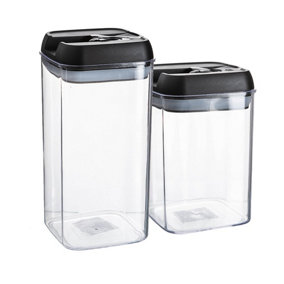 Argon Tableware - Flip Lock Plastic Food Storage Container Set - 3pc - Black