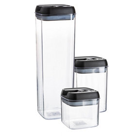 Argon Tableware - Flip Lock Plastic Food Storage Container Set - 4pc - Black