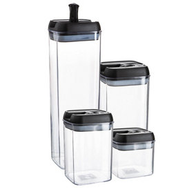 Argon Tableware - Flip Lock Plastic Food Storage Container Set - 5pc - Black