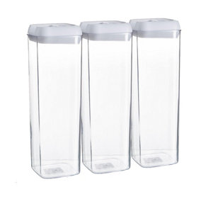 Argon Tableware - Flip Lock Plastic Food Storage Containers - 1.9 Litre - Pack of 3 - White