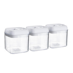 Argon Tableware - Flip Lock Plastic Food Storage Containers - 500ml - Pack of 3 - White