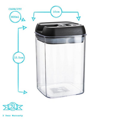 Argon Tableware - Flip Lock Plastic Food Storage Containers - 800ml - Pack of 3 - Grey