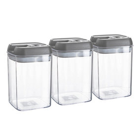Argon Tableware - Flip Lock Plastic Food Storage Containers - 800ml - Pack of 6 - Grey