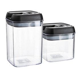Argon Tableware - Flip Lock Plastic Food Storage Containers Set - 5pc - Black