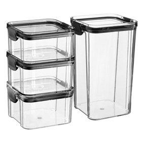 Argon Tableware - Food Storage Containers Set - 2 Sizes - 4pc - Black