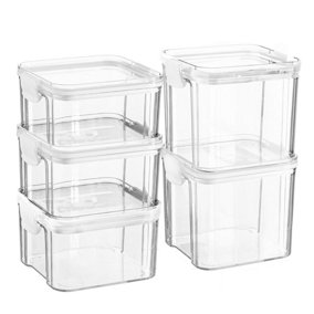 Argon Tableware - Food Storage Containers Set - 2 Sizes - 5pc - White