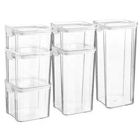 Argon Tableware - Food Storage Containers Set - 4 Sizes - 6pc - White