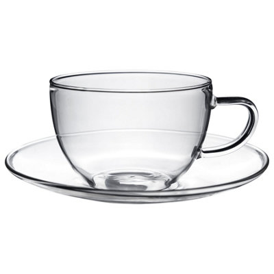 Argon Tableware - Glass Cappuccino Cup & Saucer Set - 260ml - 4pc - Clear