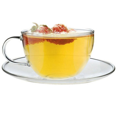 Argon Tableware - Glass Cappuccino Cup & Saucer Set - 260ml - Clear