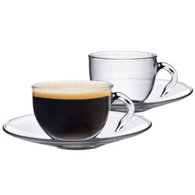 Argon Tableware - Glass Espresso Cup & Saucer Set - 60ml - 12pc - Clear