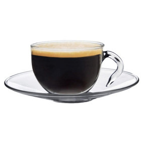 Argon Tableware - Glass Espresso Cup & Saucer Set - 60ml - Clear
