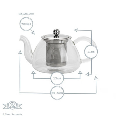Argon Tableware - Glass Infuser Teapot - 700ml - Clear