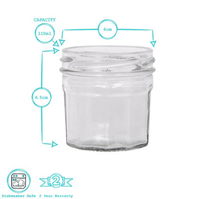 Argon Tableware Glass Jam Jars - 110ml - Pack of 12