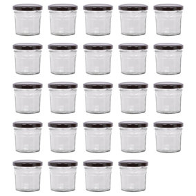 Argon Tableware Glass Jam Jars with Black Lids - 110ml - Pack of 24