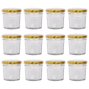 Argon Tableware Glass Jam Jars with Gold Lids - 110ml - Pack of 12