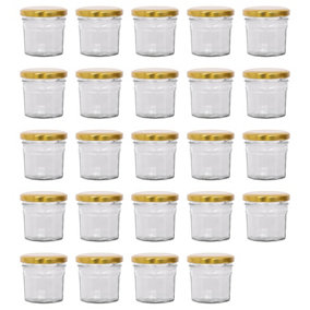 Argon Tableware Glass Jam Jars with Gold Lids - 110ml - Pack of 24