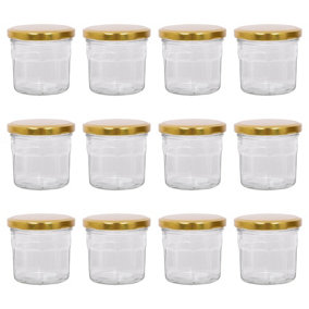 Argon Tableware Glass Jam Jars with Gold Lids - 150ml - Pack of 12