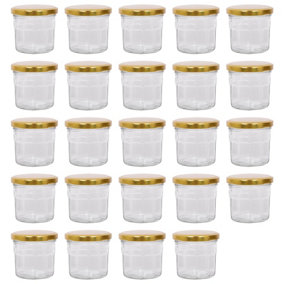 Argon Tableware Glass Jam Jars with Gold Lids - 150ml - Pack of 24