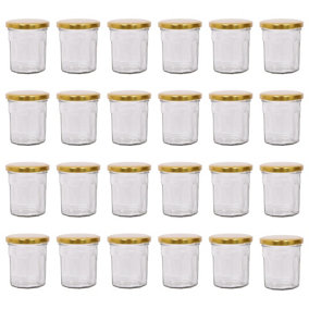 Argon Tableware Glass Jam Jars with Gold Lids - 185ml - Pack of 24