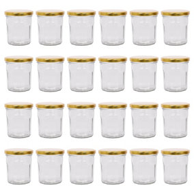 Argon Tableware Glass Jam Jars with Gold Lids - 310ml - Pack of 24