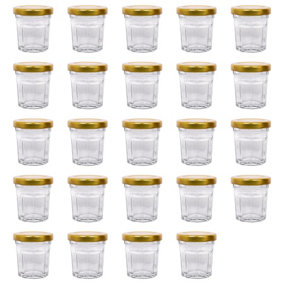 Argon Tableware Glass Jam Jars with Gold Lids - 42ml - Pack of 24