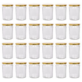 Argon Tableware Glass Jam Jars with Gold Lids - 450ml - Pack of 24