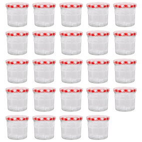 Argon Tableware Glass Jam Jars with Red Gingham Lids - 150ml - Pack of 24