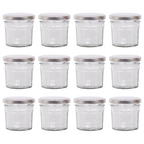 Argon Tableware Glass Jam Jars with Silver Lids - 110ml - Pack of 12